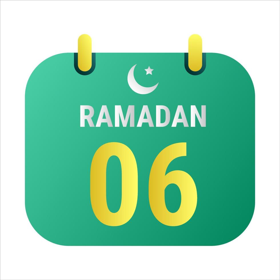 6e Ramadan vieren met wit en gouden halve maan manen. en Engels Ramadan tekst. vector