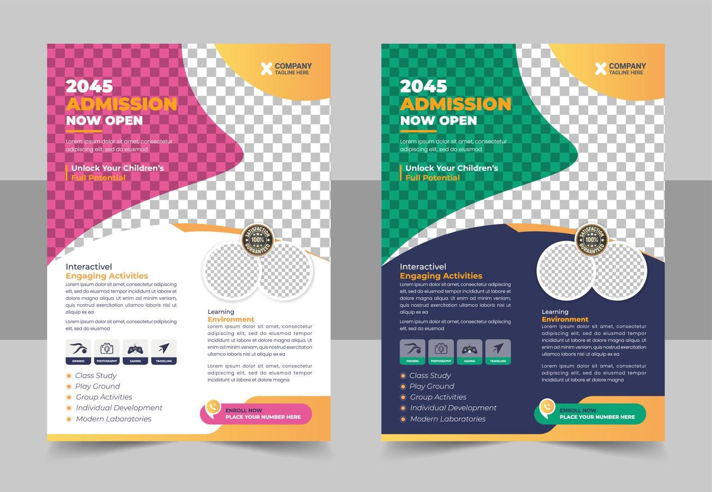 kinderen terug naar school- onderwijs toelating folder poster sjabloon, creatief en modern online school- kinderen onderwijs toelating folder poster lay-out , boek omslag, brochure, poster, brochure, sjabloon vector