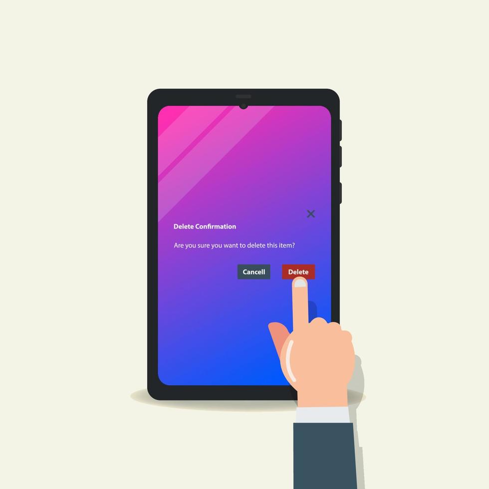 telefoon verwijderen bevestiging item knal omhoog vector illustratie