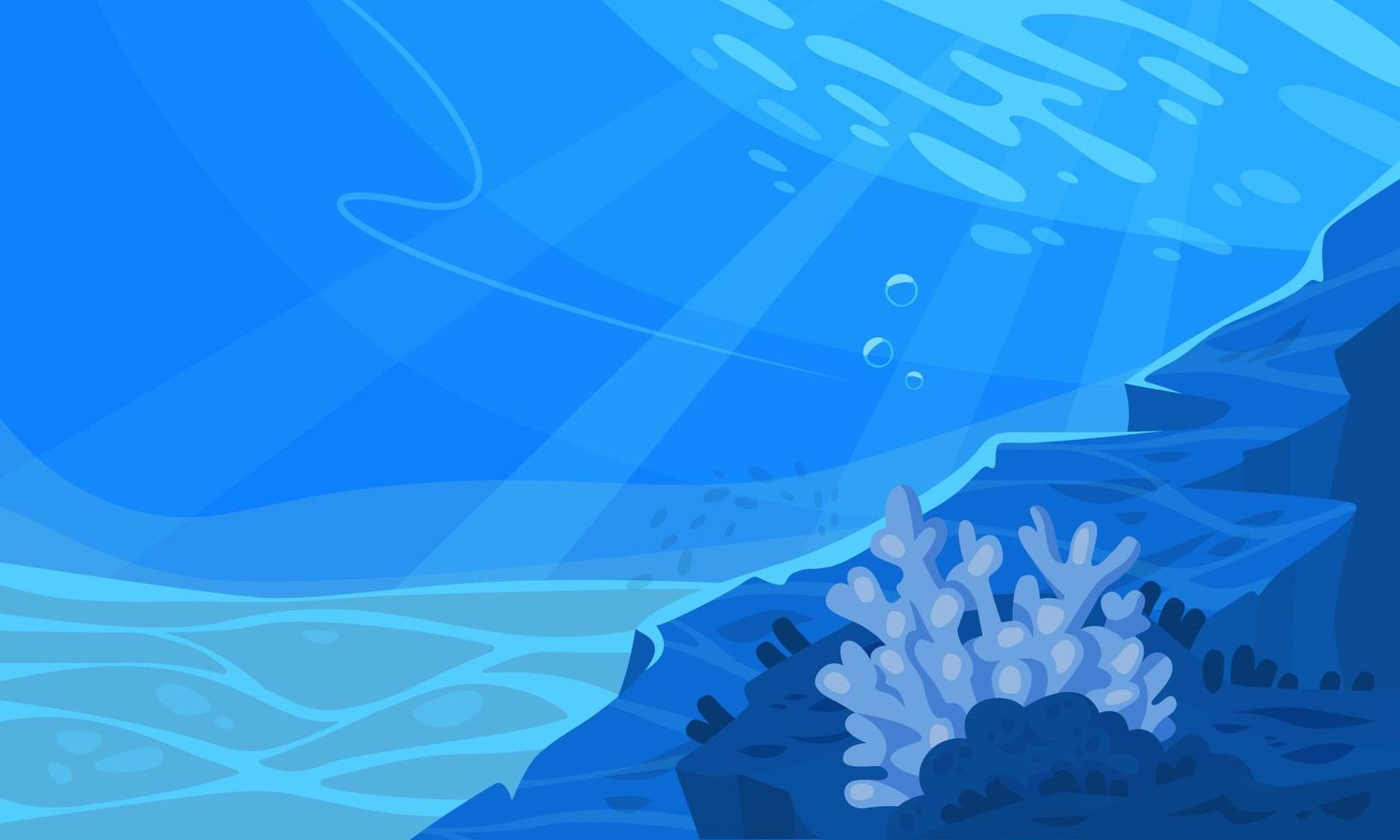 onderwater- zeebedding, blauw marinier landschap, vector zeegezicht illustratie