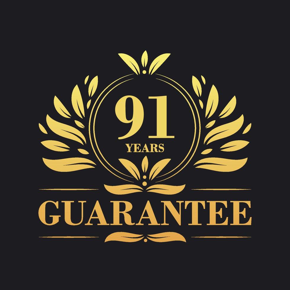 91 jaren garantie logo vector, 91 jaren garantie teken symbool vector