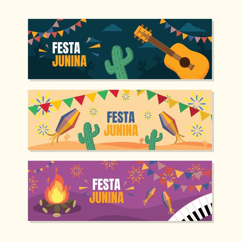 festa junina plat bannerontwerp vector