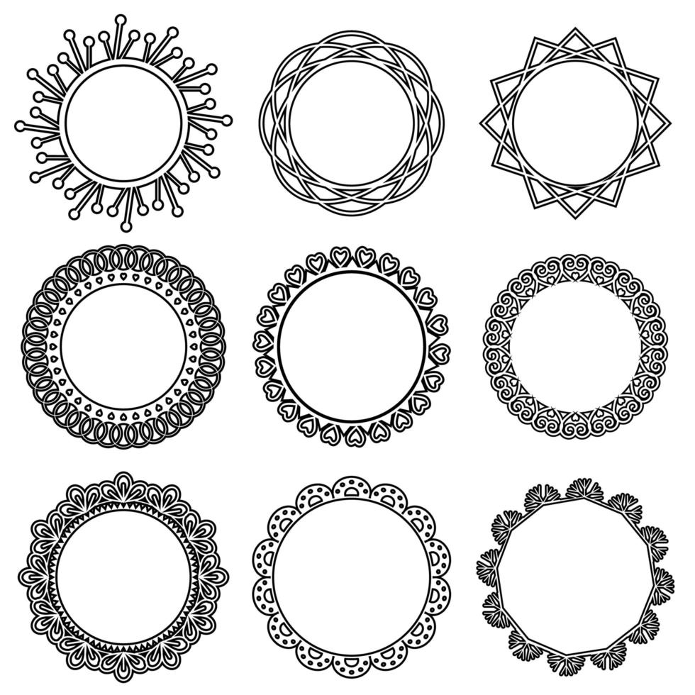 set ronde frames met een zwarte omtrek vector