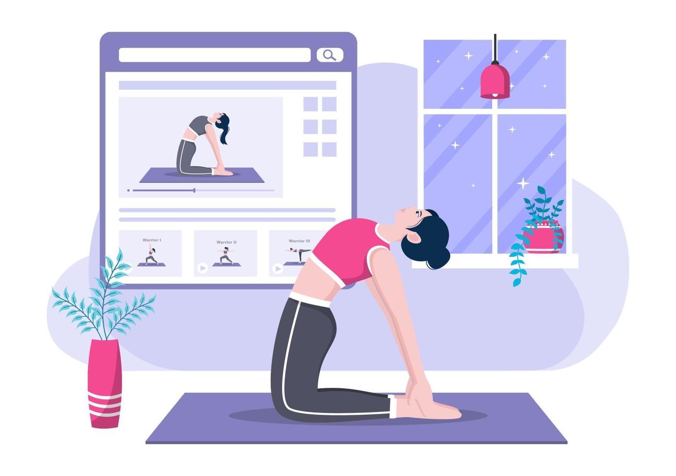 online lessen, yoga en meditatielessen concept vector