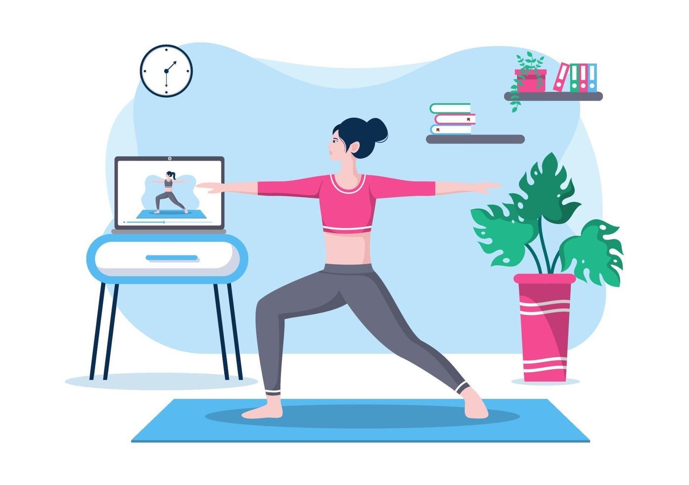 online lessen, yoga en meditatielessen concept vector