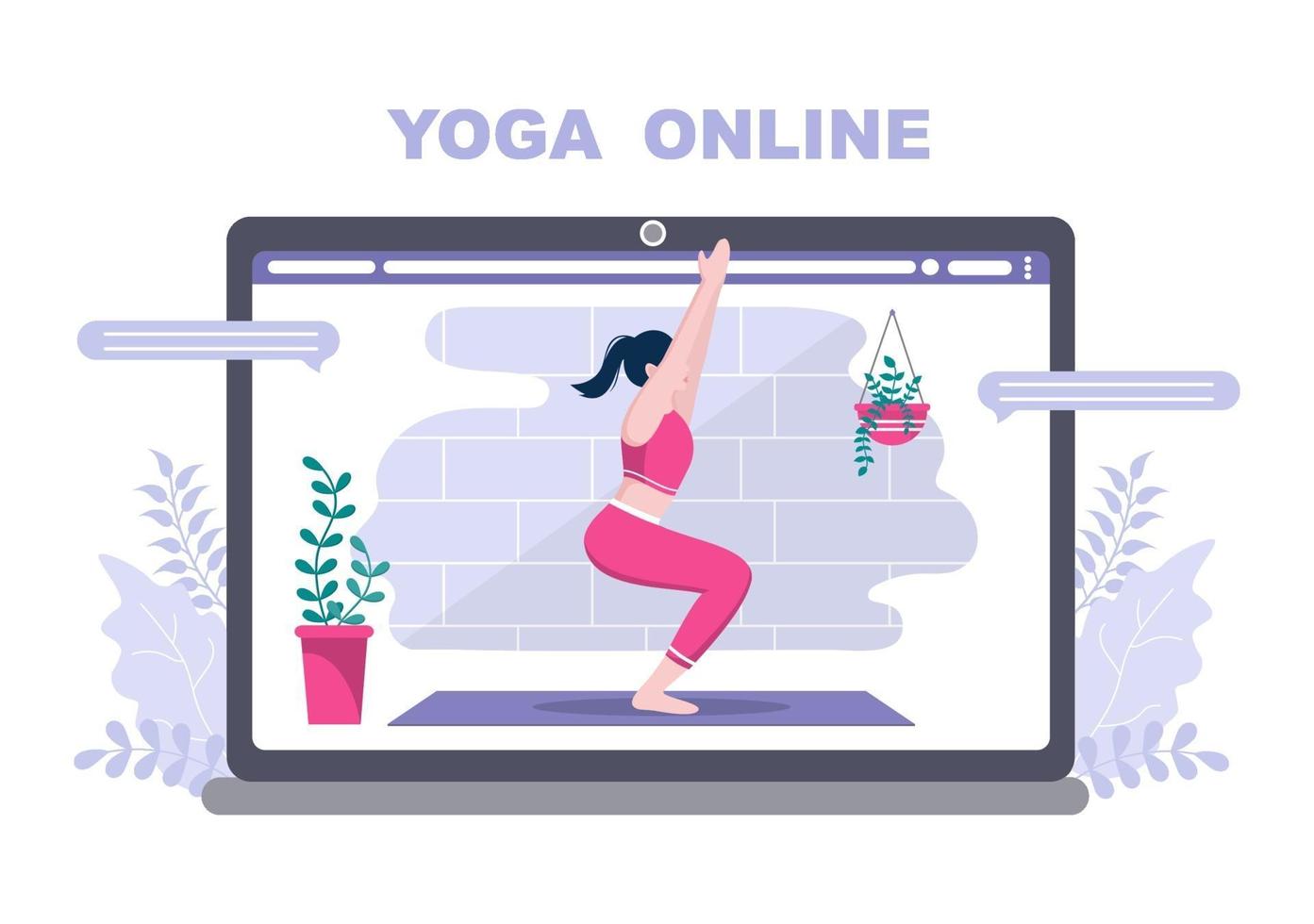 online lessen, yoga en meditatielessen concept vector