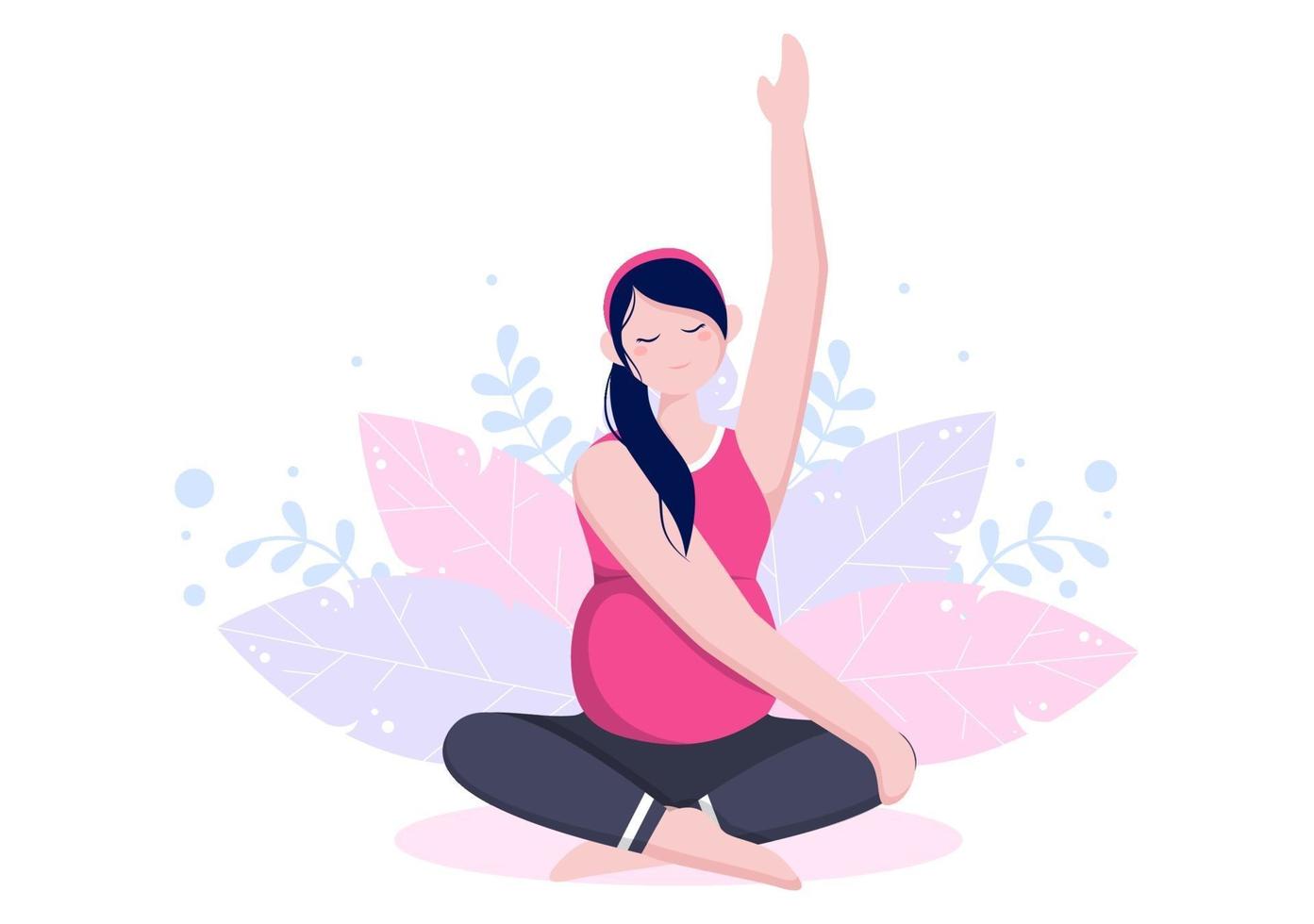 zwangere vrouw doet yoga houdingen vector