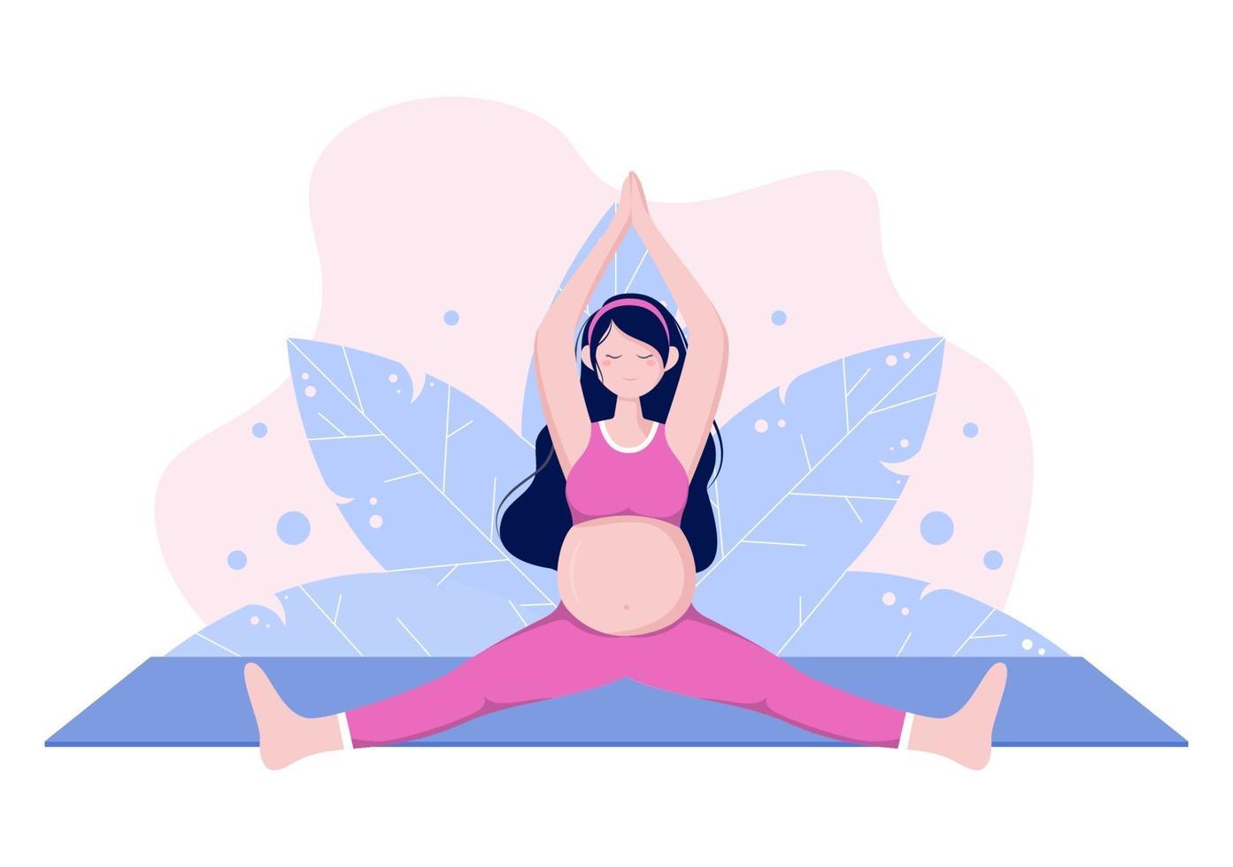 zwangere vrouw doet yoga houdingen vector