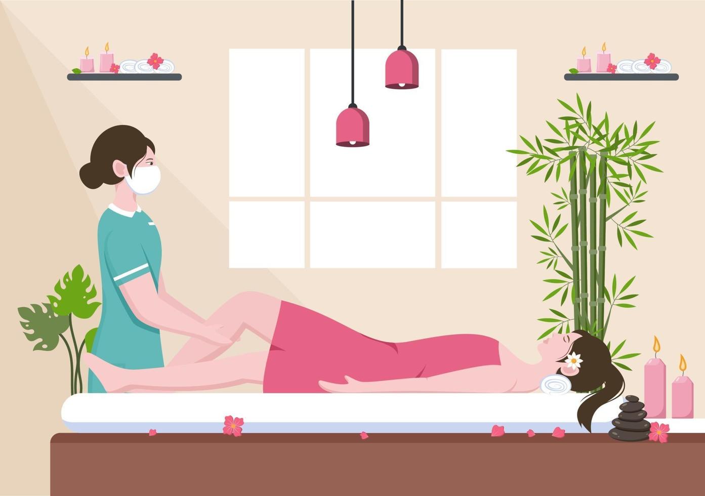 massage vectorillustratie in schoonheidssalon vector