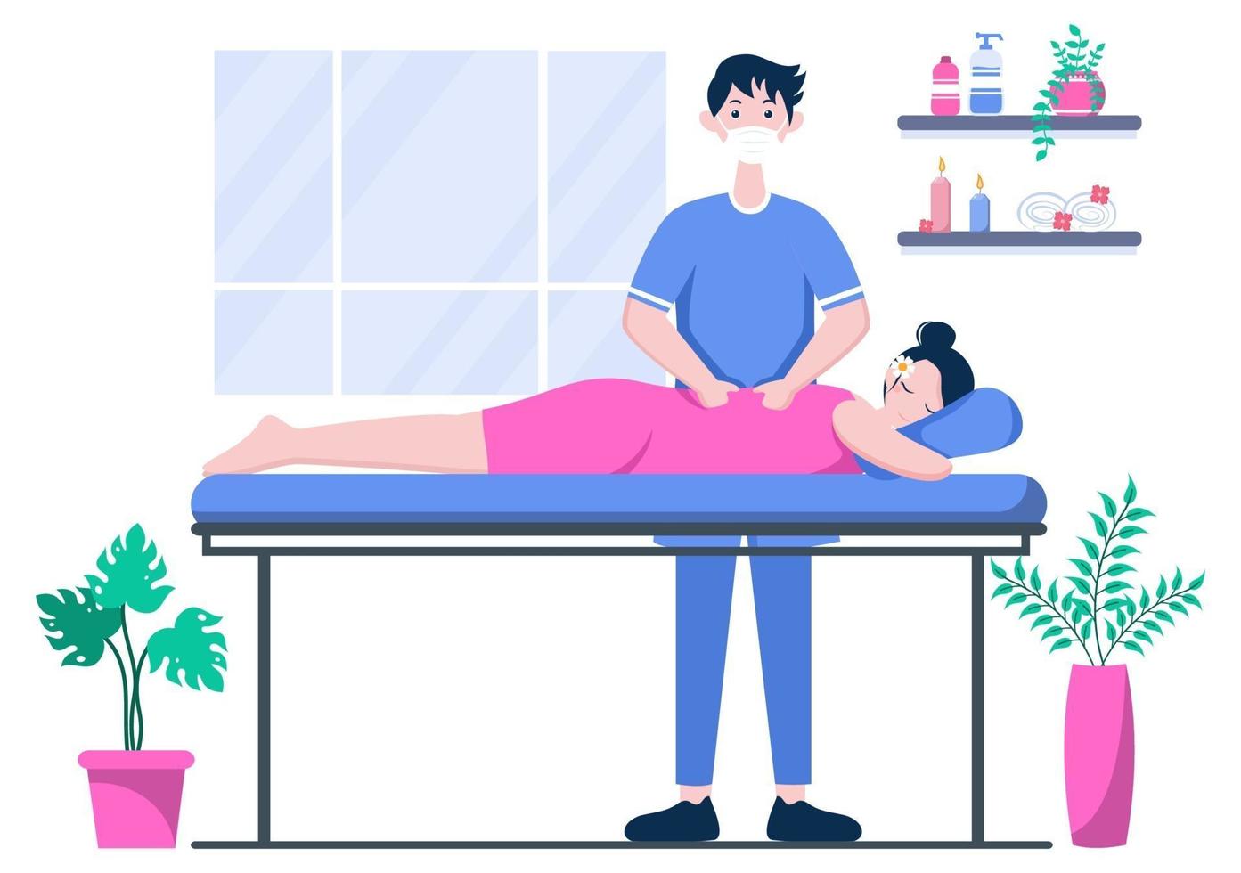 massage vectorillustratie in schoonheidssalon vector