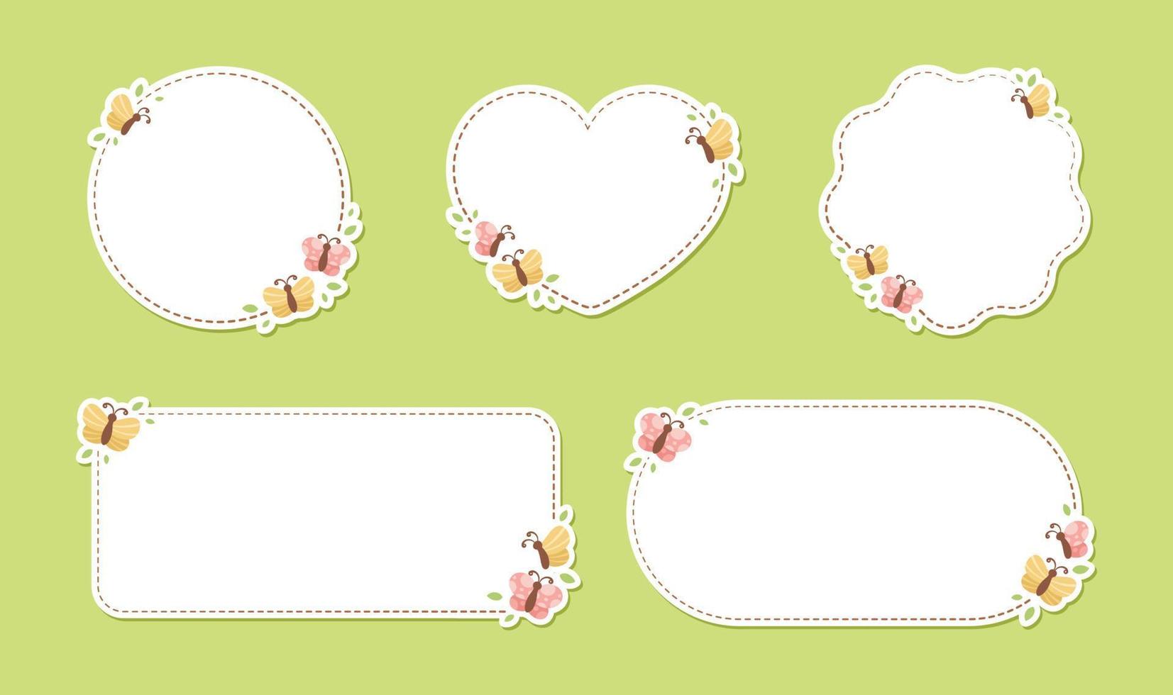 schattig bloemen vlinder kader set. voorjaar zomer grens vector illustratie.