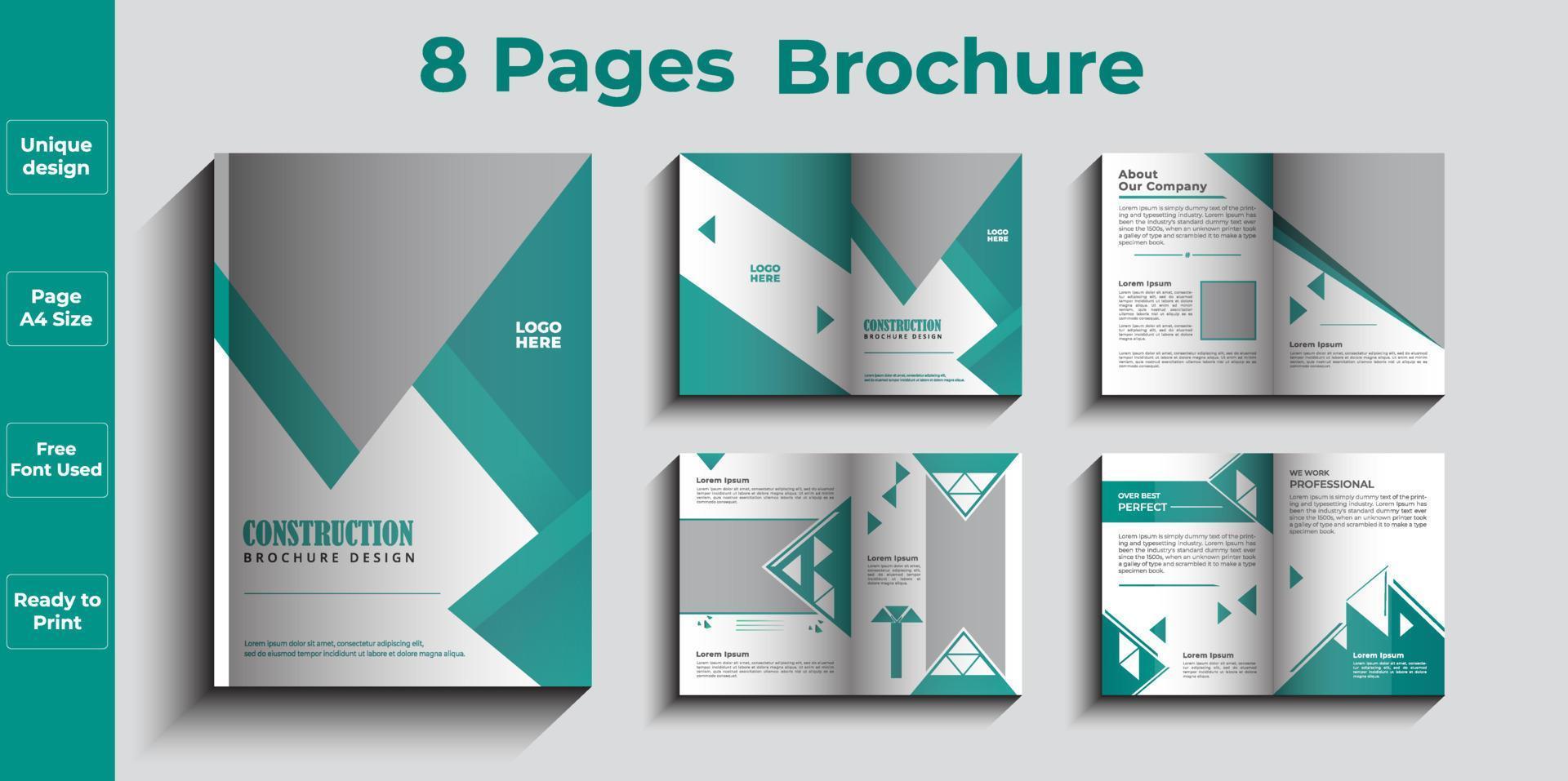 8 Pagina's bedrijf brochure ontwerp sjabloon vector