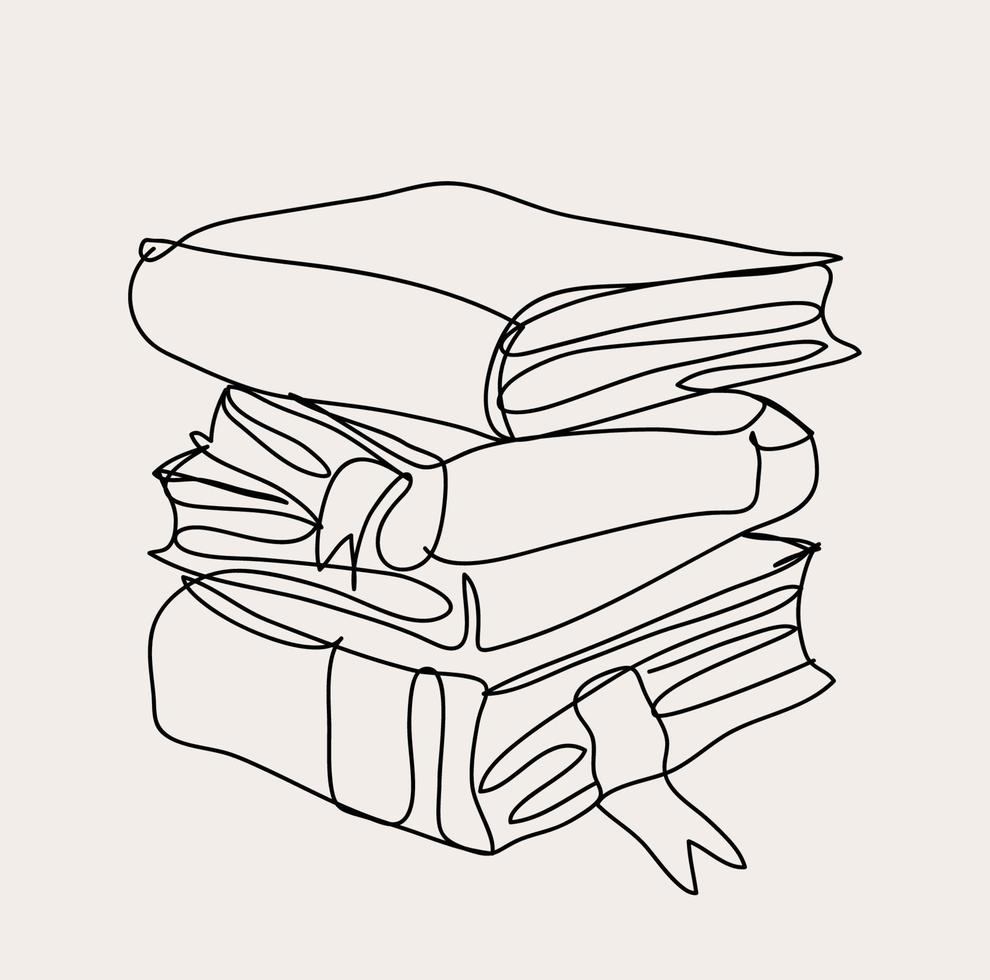 minimalistische boek lijn kunst, lezing schets tekening, lezer gemakkelijk schetsen, boeken, vector illustratie