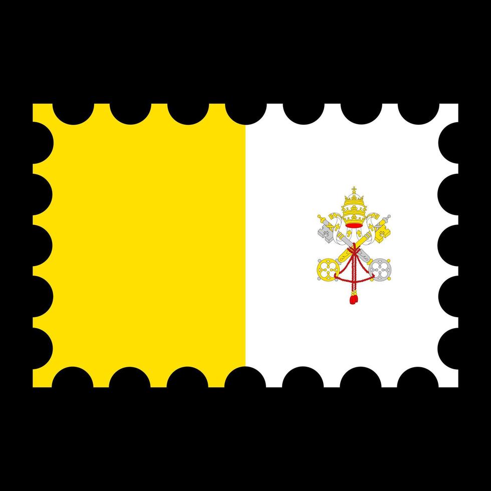 port postzegel met Vaticaan stad vlag. vector illustratie.