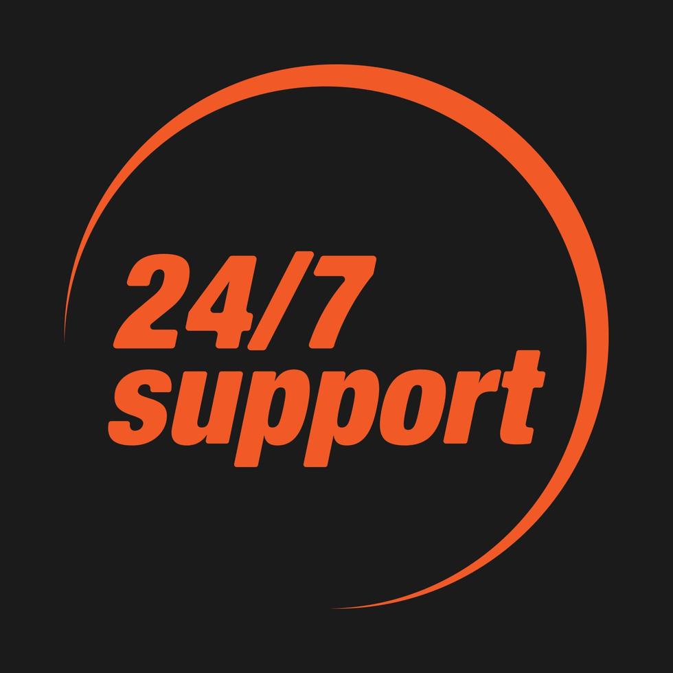 24 7 ondersteuning vector icoon, sticker symbool leuze oranje