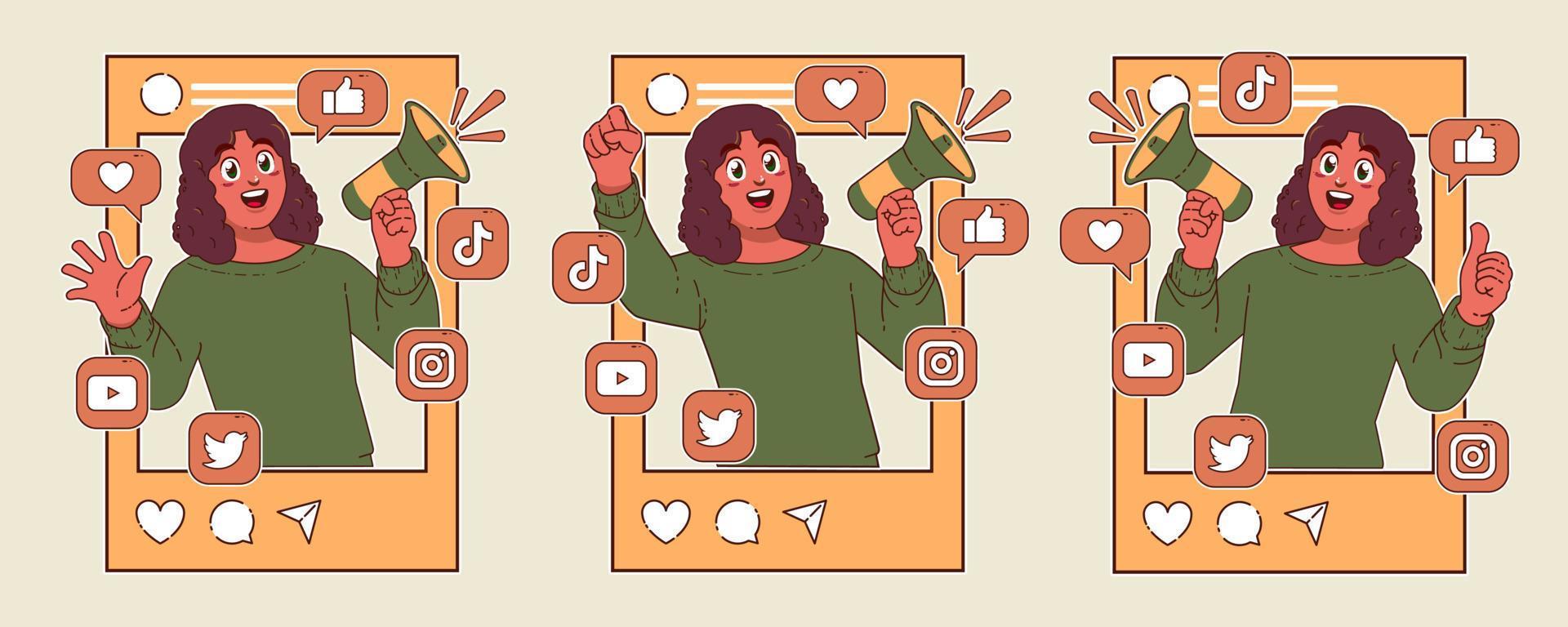 sociaal media influencer sticker ontwerp vector