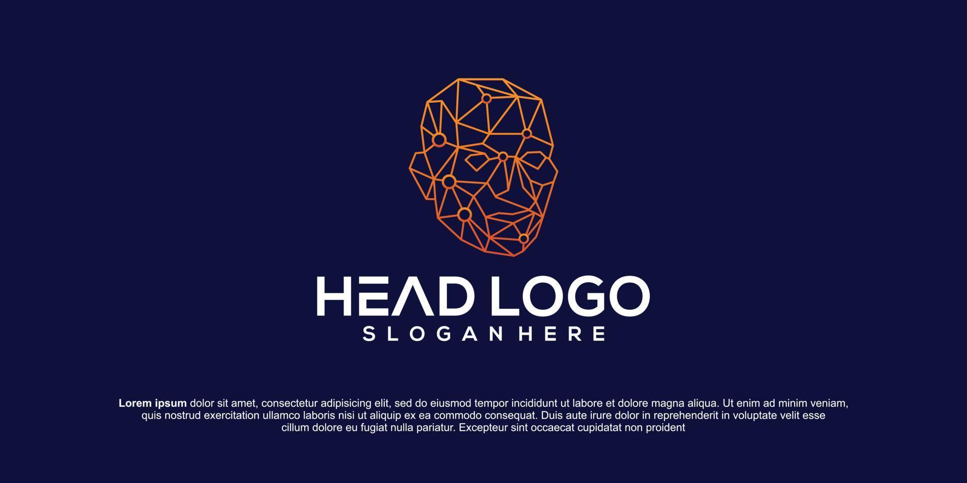 hoofd tech logo, hoofd geometrie logo concept vector, robot technologie logo sjabloon ontwerp vector illustratie