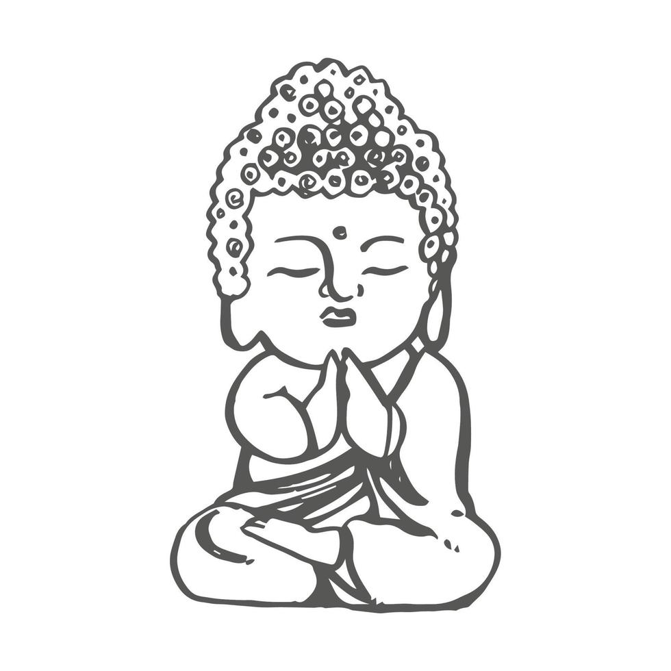 thee ceremonie. Boeddha beeldje. vector hand- getrokken illustratie.