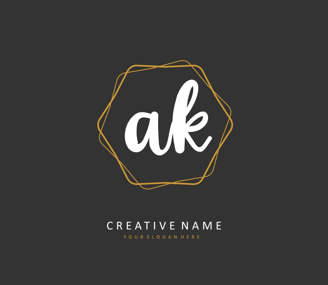 een k ak eerste brief handschrift en handtekening logo. een concept handschrift eerste logo met sjabloon element. vector