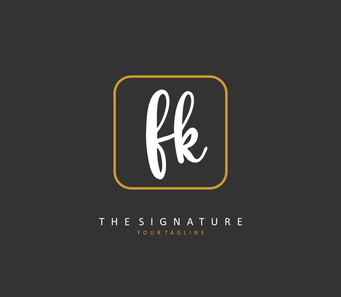 f k fk eerste brief handschrift en handtekening logo. een concept handschrift eerste logo met sjabloon element. vector