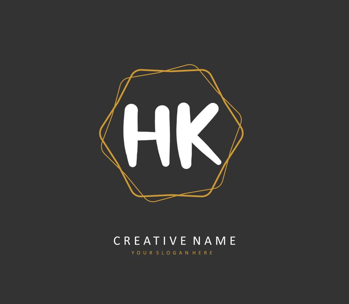 h k hk eerste brief handschrift en handtekening logo. een concept handschrift eerste logo met sjabloon element. vector