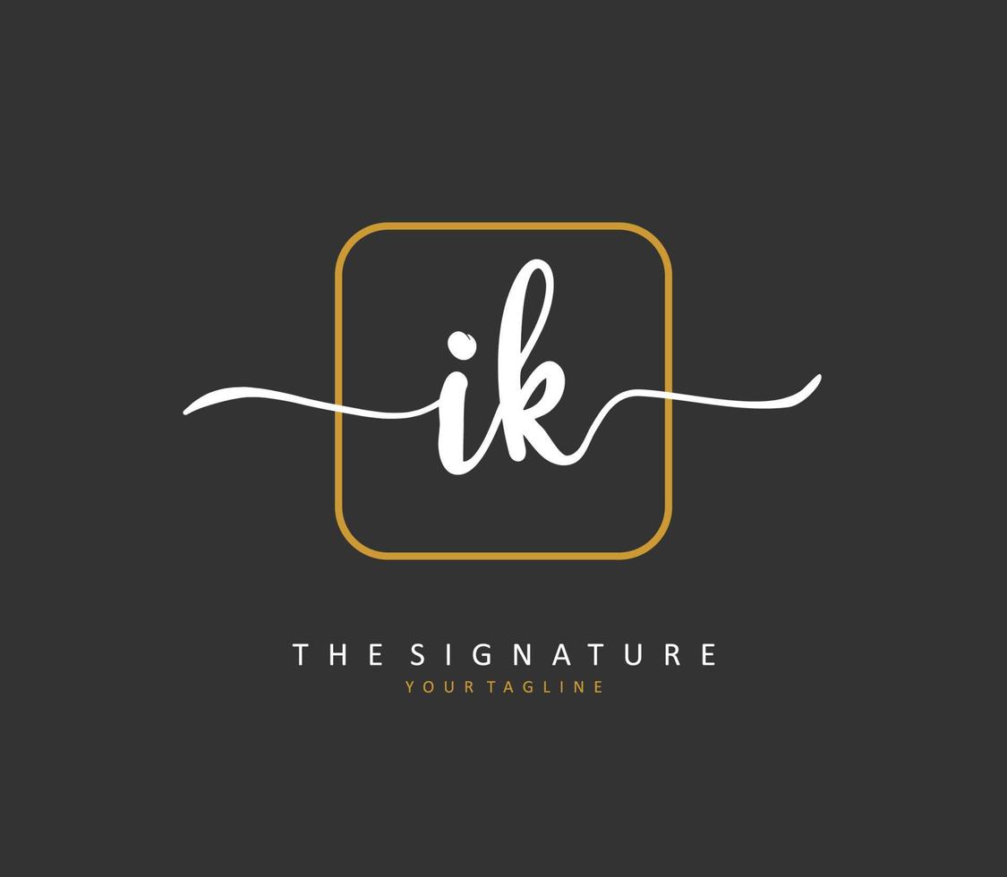 ik k ik eerste brief handschrift en handtekening logo. een concept handschrift eerste logo met sjabloon element. vector