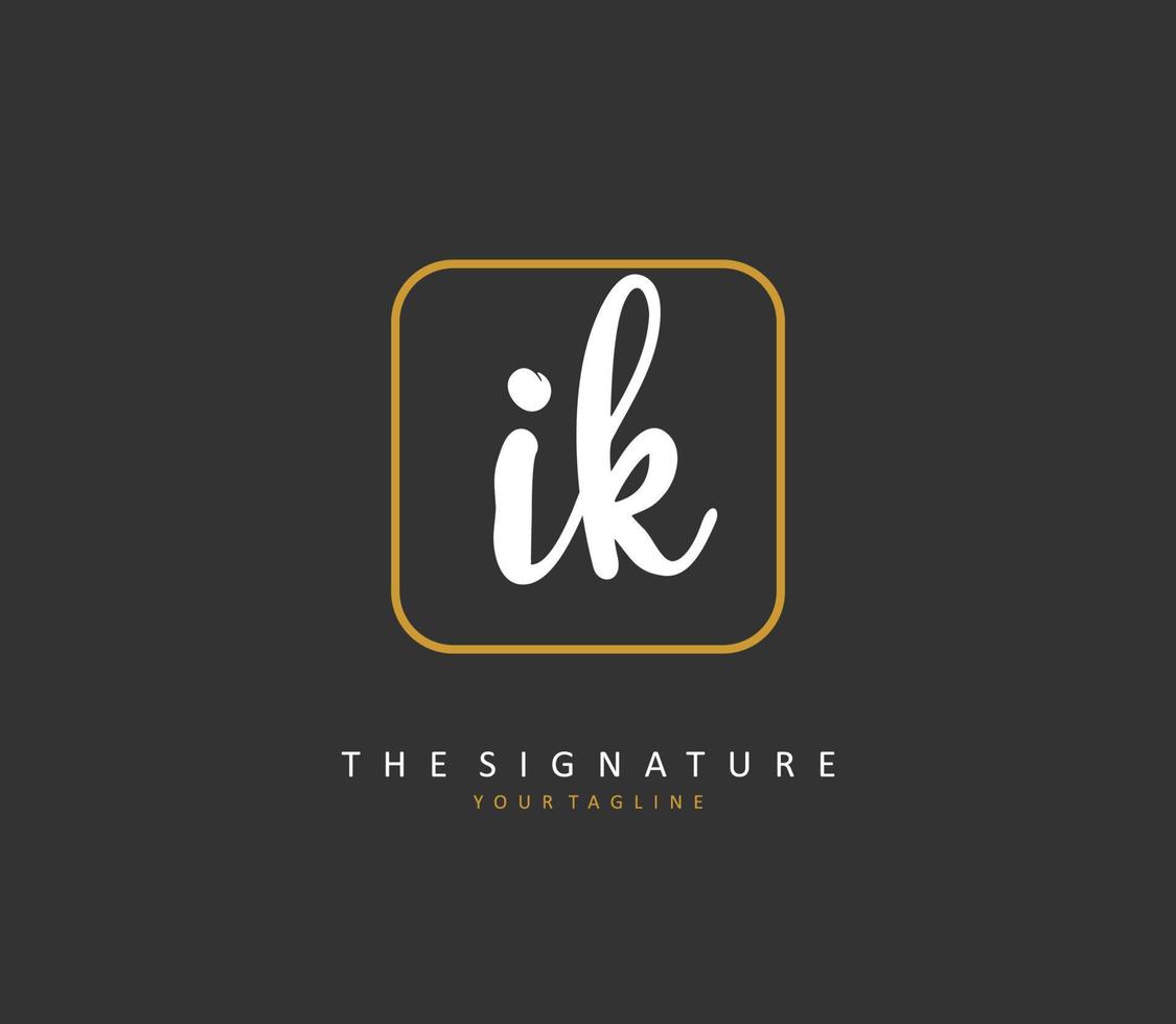 ik k ik eerste brief handschrift en handtekening logo. een concept handschrift eerste logo met sjabloon element. vector