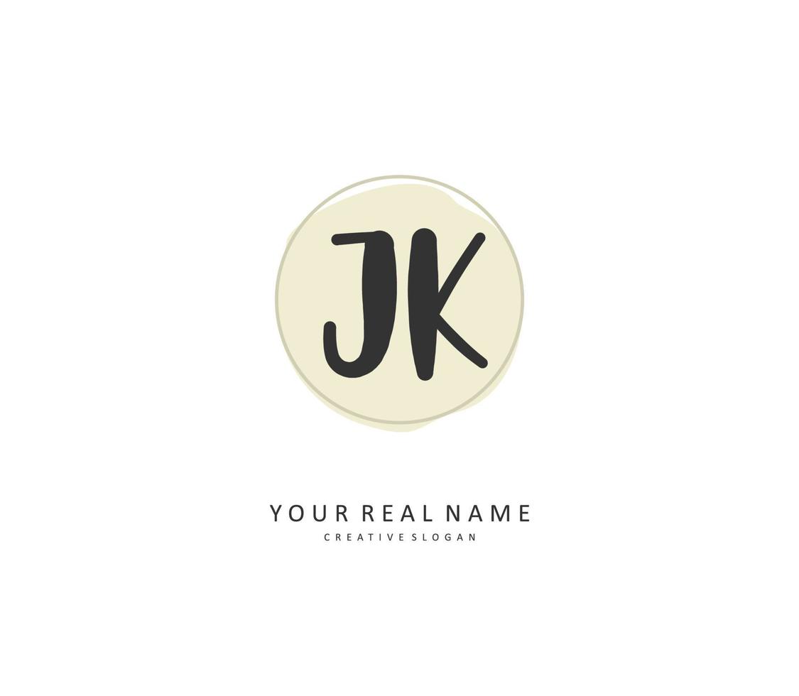 j k jk eerste brief handschrift en handtekening logo. een concept handschrift eerste logo met sjabloon element. vector