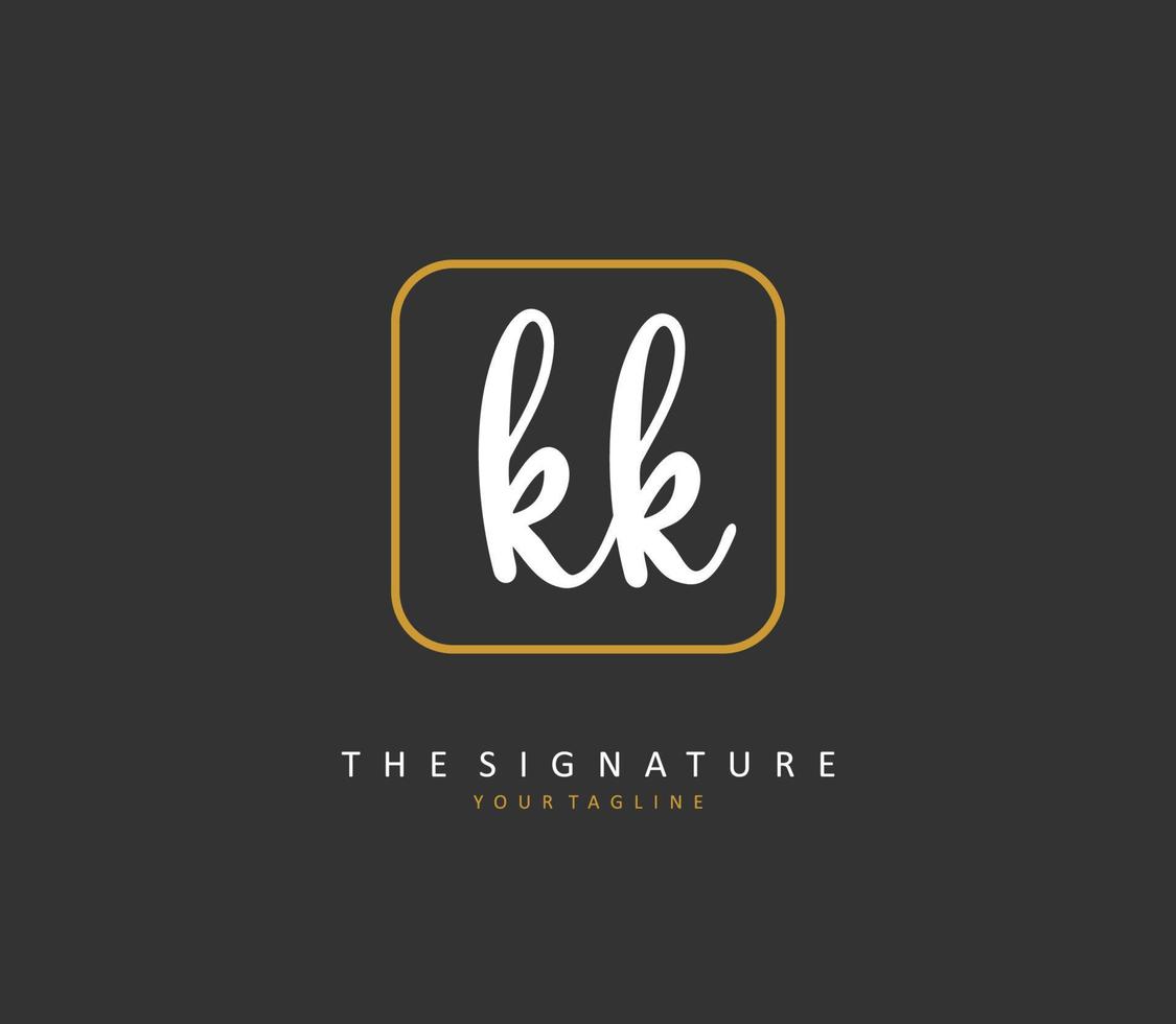 k kk eerste brief handschrift en handtekening logo. een concept handschrift eerste logo met sjabloon element. vector