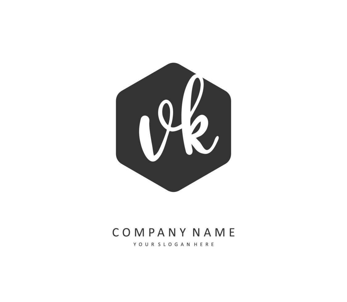 v k vk eerste brief handschrift en handtekening logo. een concept handschrift eerste logo met sjabloon element. vector