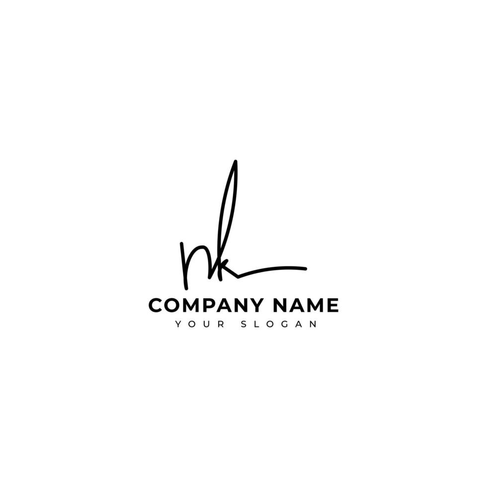 nk eerste handtekening logo vector ontwerp