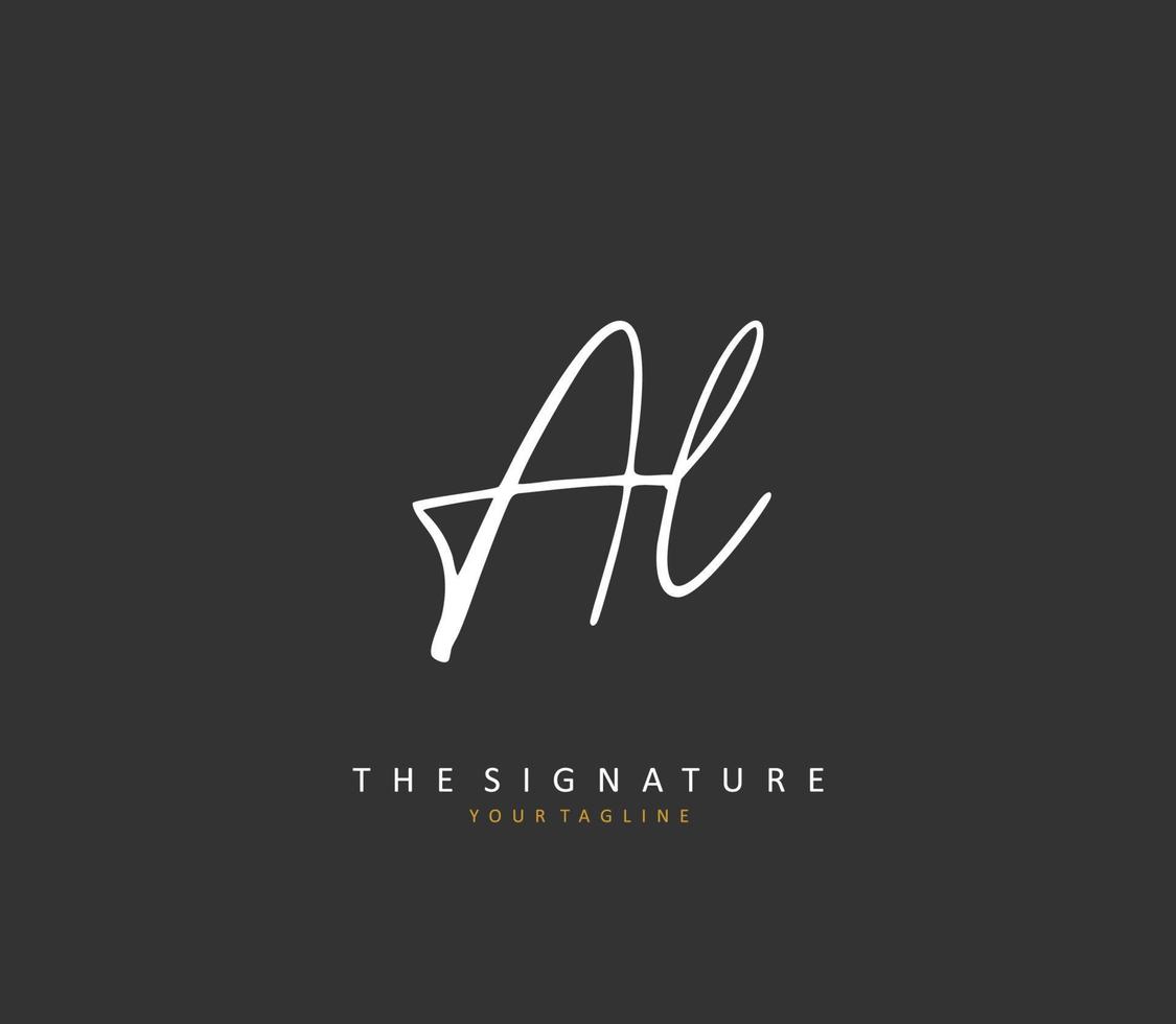 al eerste brief handschrift en handtekening logo. een concept handschrift eerste logo met sjabloon element. vector