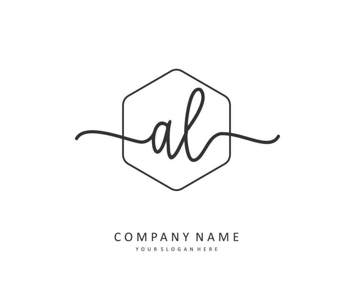 al eerste brief handschrift en handtekening logo. een concept handschrift eerste logo met sjabloon element. vector