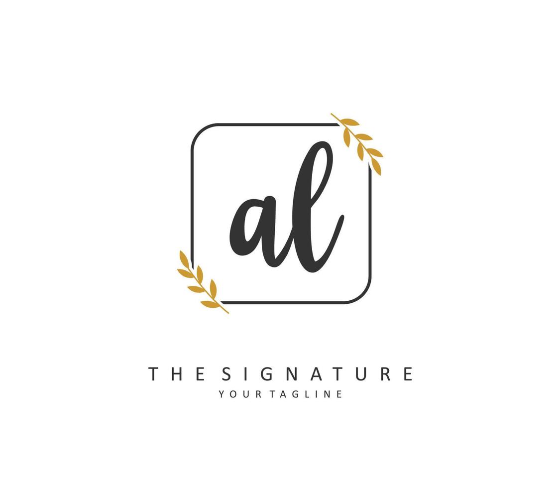 al eerste brief handschrift en handtekening logo. een concept handschrift eerste logo met sjabloon element. vector