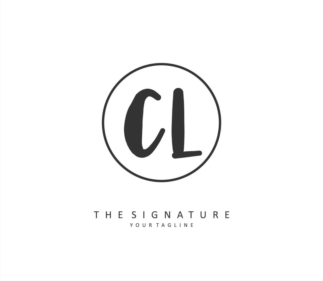 cl eerste brief handschrift en handtekening logo. een concept handschrift eerste logo met sjabloon element. vector