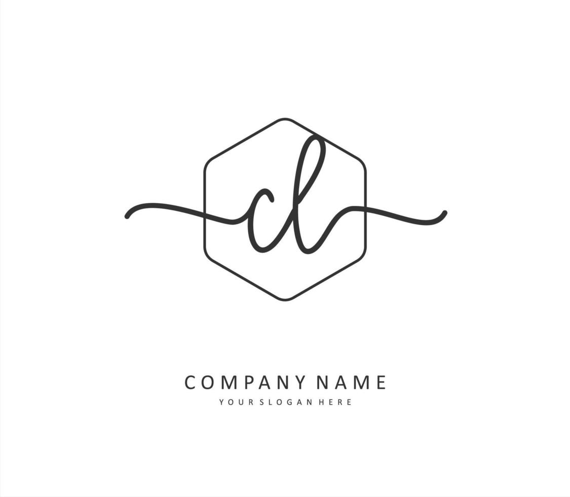 cl eerste brief handschrift en handtekening logo. een concept handschrift eerste logo met sjabloon element. vector