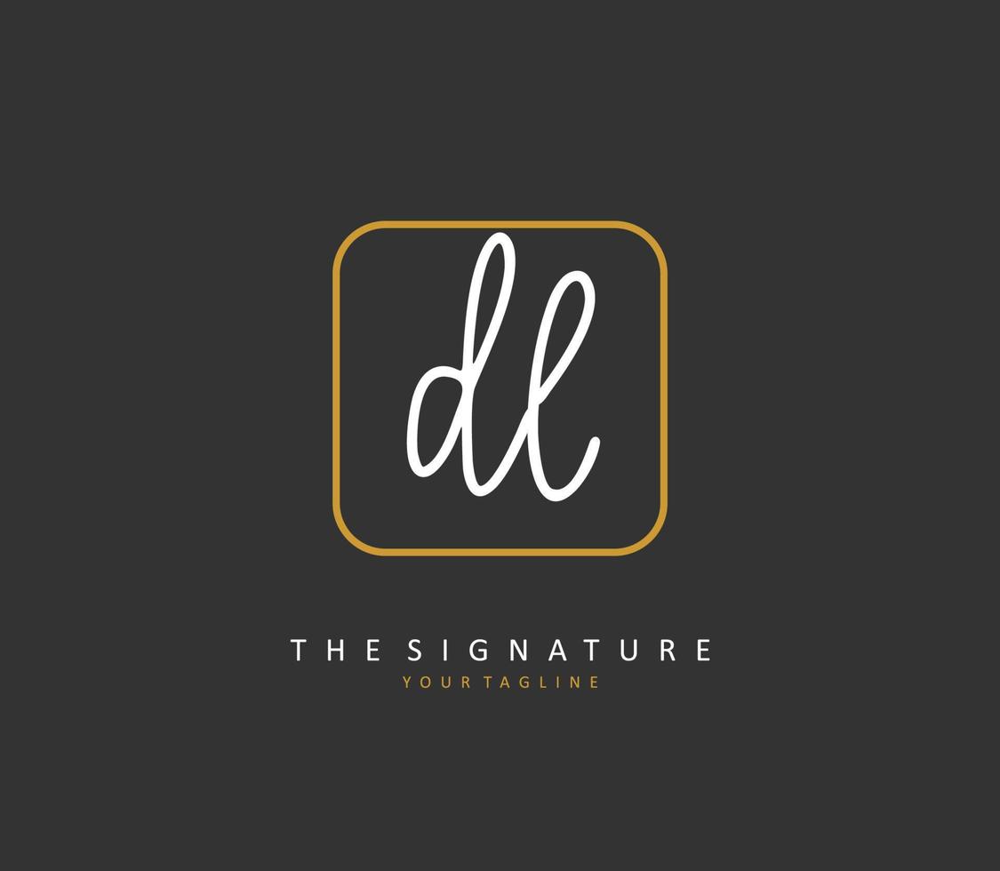 dl eerste brief handschrift en handtekening logo. een concept handschrift eerste logo met sjabloon element. vector