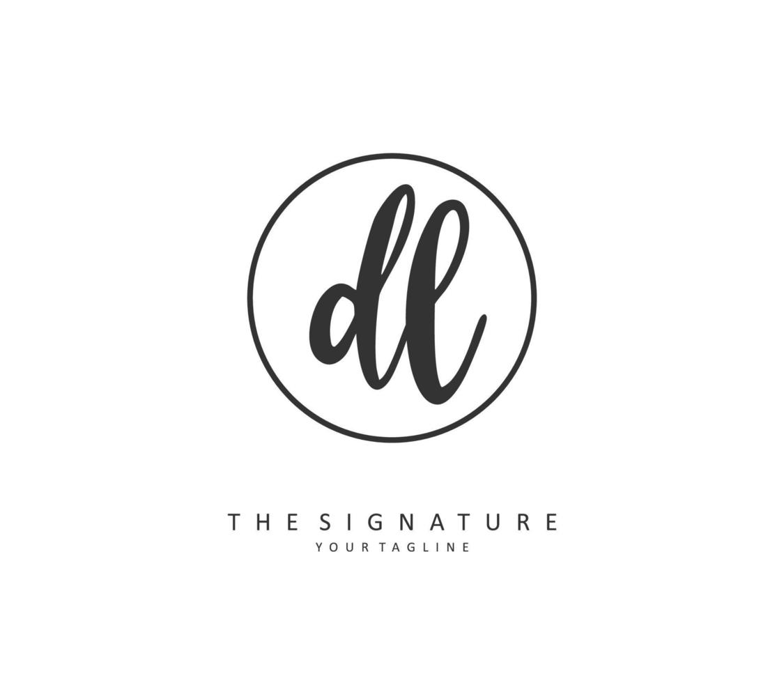 dl eerste brief handschrift en handtekening logo. een concept handschrift eerste logo met sjabloon element. vector