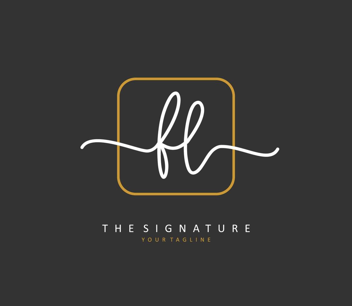 fl eerste brief handschrift en handtekening logo. een concept handschrift eerste logo met sjabloon element. vector