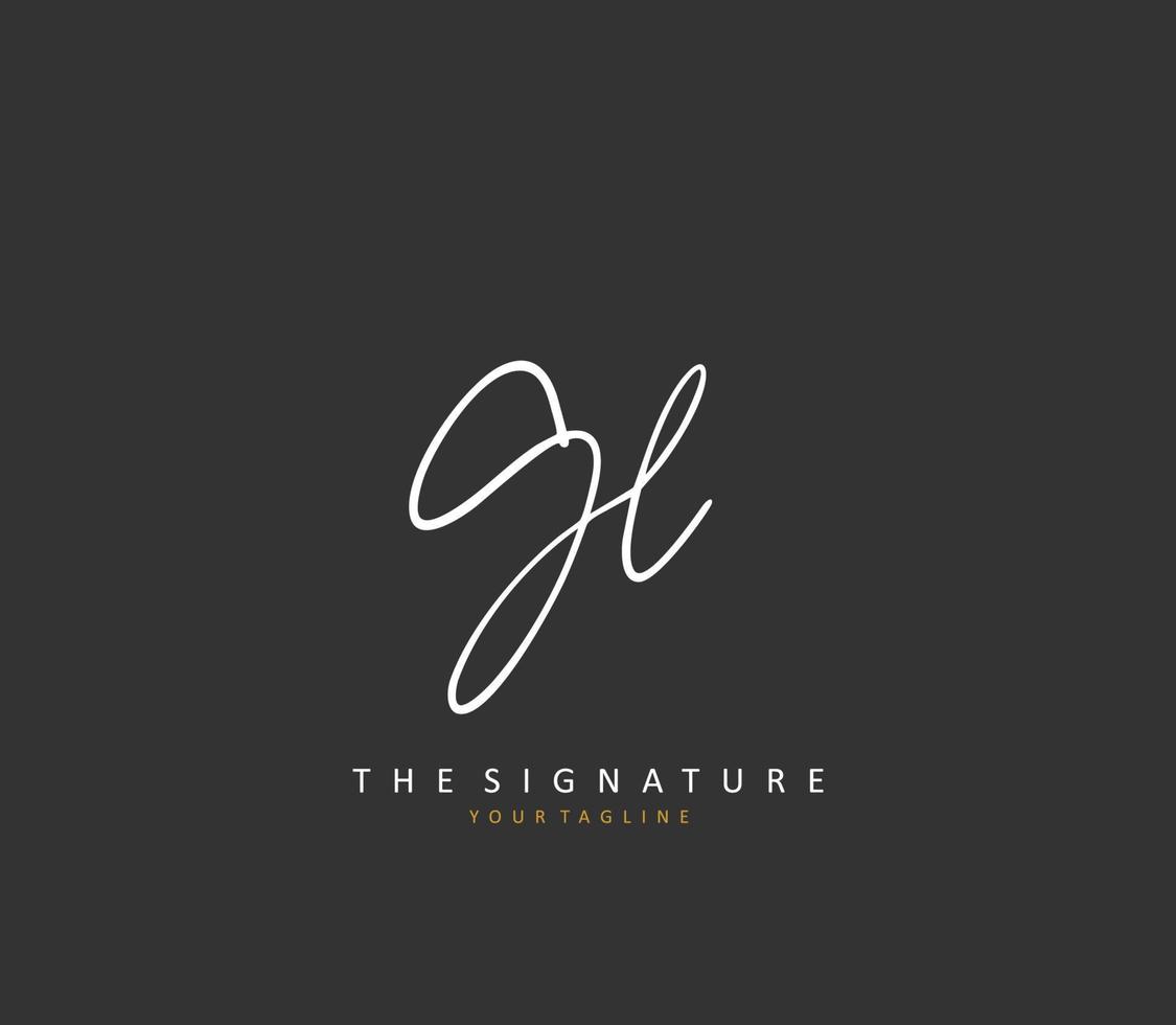 gl eerste brief handschrift en handtekening logo. een concept handschrift eerste logo met sjabloon element. vector