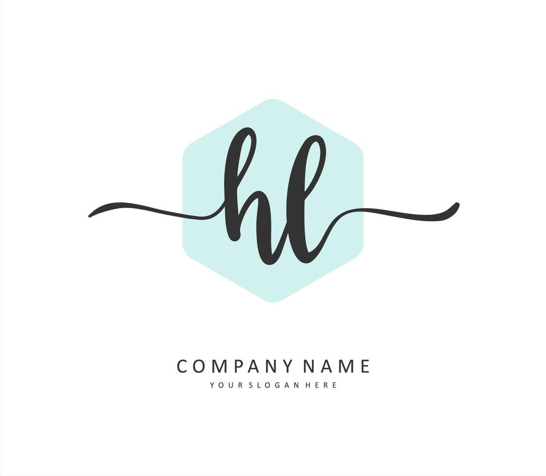 hl eerste brief handschrift en handtekening logo. een concept handschrift eerste logo met sjabloon element. vector