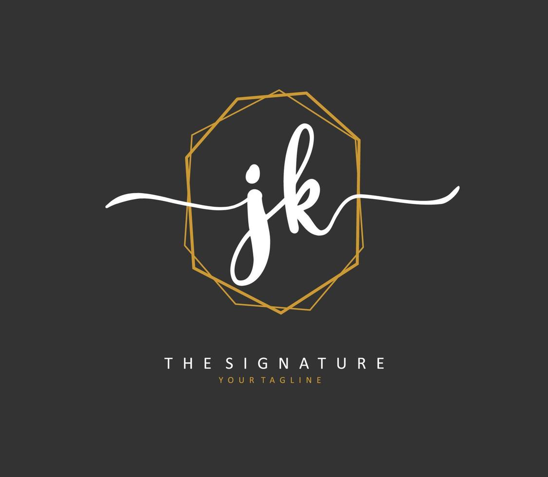 j k jk eerste brief handschrift en handtekening logo. een concept handschrift eerste logo met sjabloon element. vector