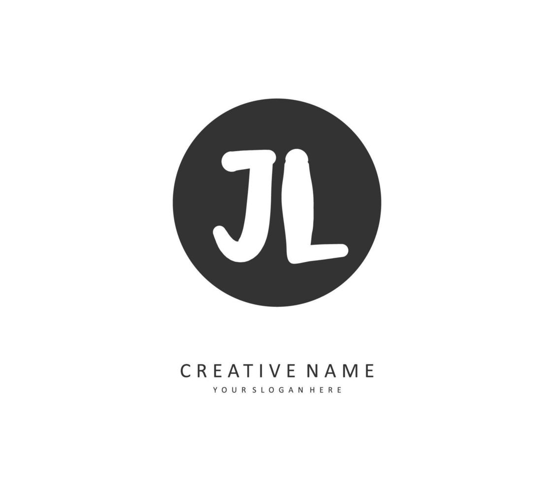 jl eerste brief handschrift en handtekening logo. een concept handschrift eerste logo met sjabloon element. vector