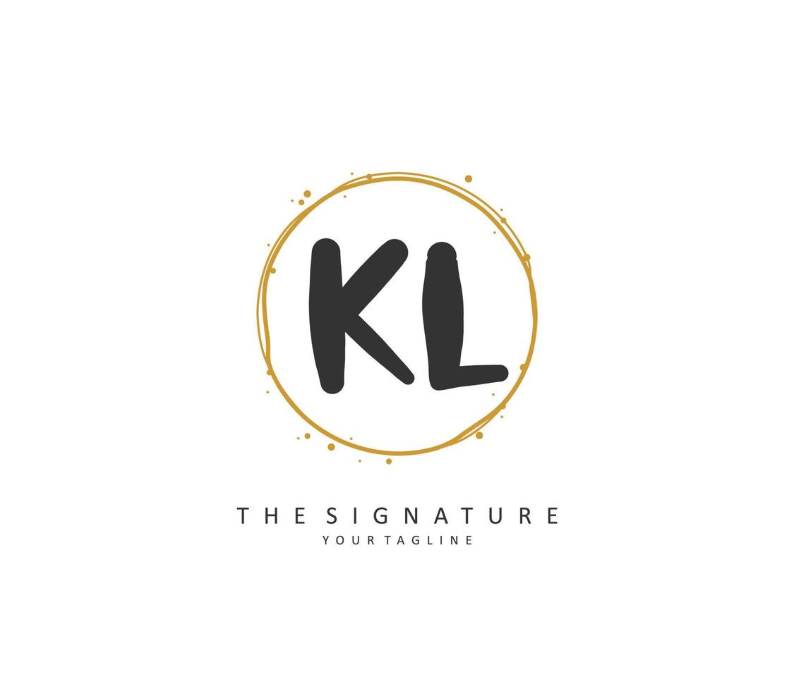 kl eerste brief handschrift en handtekening logo. een concept handschrift eerste logo met sjabloon element. vector