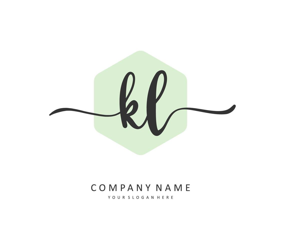 kl eerste brief handschrift en handtekening logo. een concept handschrift eerste logo met sjabloon element. vector