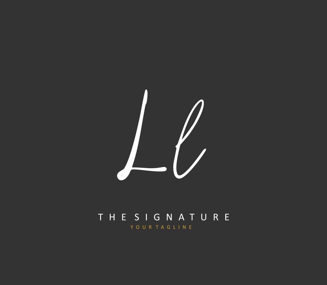 ll eerste brief handschrift en handtekening logo. een concept handschrift eerste logo met sjabloon element. vector