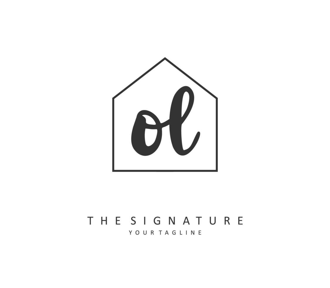 ol eerste brief handschrift en handtekening logo. een concept handschrift eerste logo met sjabloon element. vector