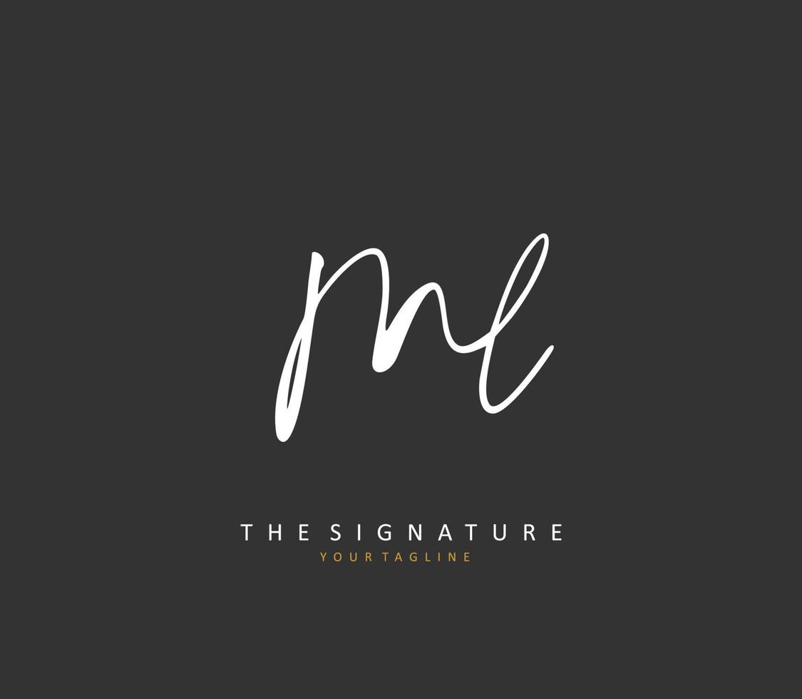 ml eerste brief handschrift en handtekening logo. een concept handschrift eerste logo met sjabloon element. vector