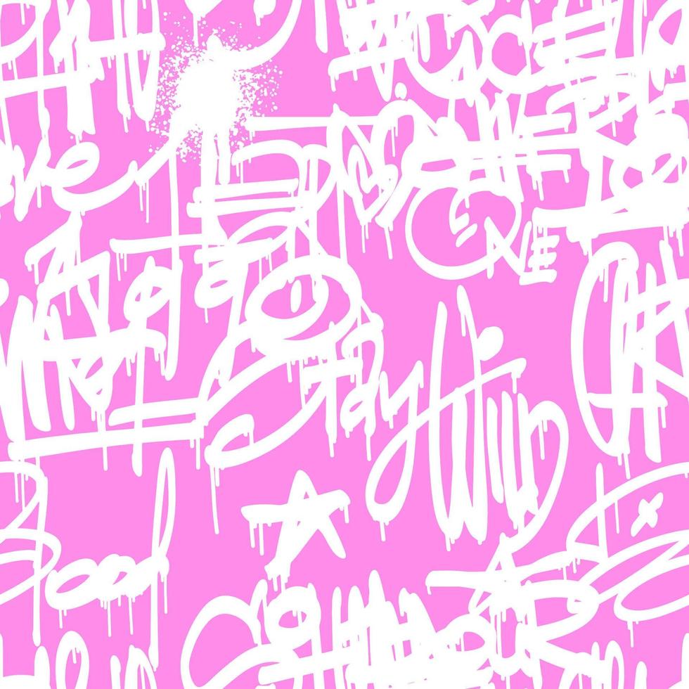 stedelijk typografie naadloos patroon met straat kunst graffiti leuze afdrukken. abstract grafisch ondergronds ontwerp voor t-shirts en sweater in helder neon roze kleuren. vector