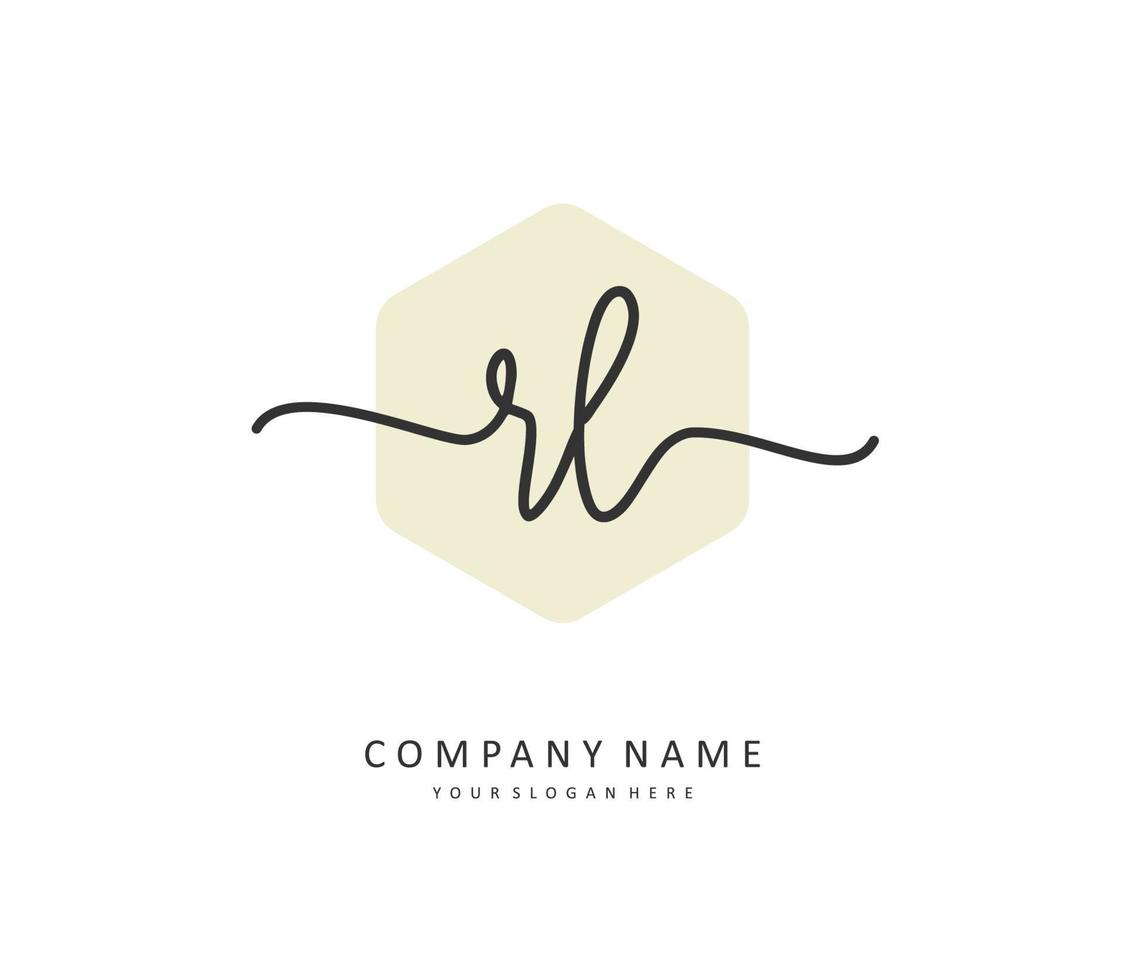 rl eerste brief handschrift en handtekening logo. een concept handschrift eerste logo met sjabloon element. vector